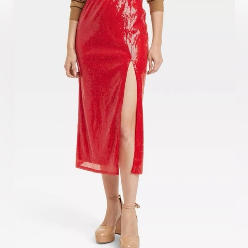 a new day Red Sequin Pencil Skirt